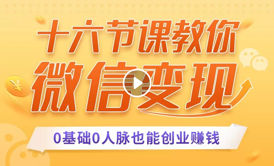 十六节课教你零基础微信变现，用单品打爆市场，每月收入超过10万+-南青云资源库