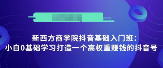 抖音基础入门班：小白0基础学习打造一个高权重赚钱的抖音号-南青云资源库