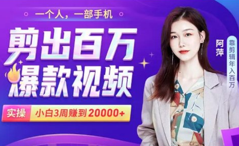 小白易上手的手机剪辑赚钱课，抓住短视频风口月赚2万+-南青云资源库