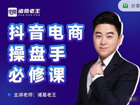 诸葛老王-抖音电商操盘手必修课：顶层设计，​起号破局，爆款运营，数据分析-南青云资源库