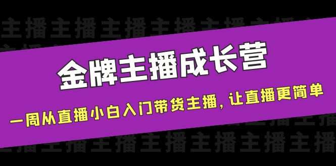 金牌主播成长营，一周从直播小白入门带货主播，让直播更简单-南青云资源库