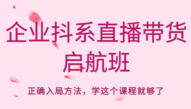 企业抖系直播带货启航班，正确入局方法，学这个课程就够了-南青云资源库