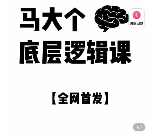 马大个·底层逻辑课，51节底层逻辑智慧课-价值1980元-南青云资源库