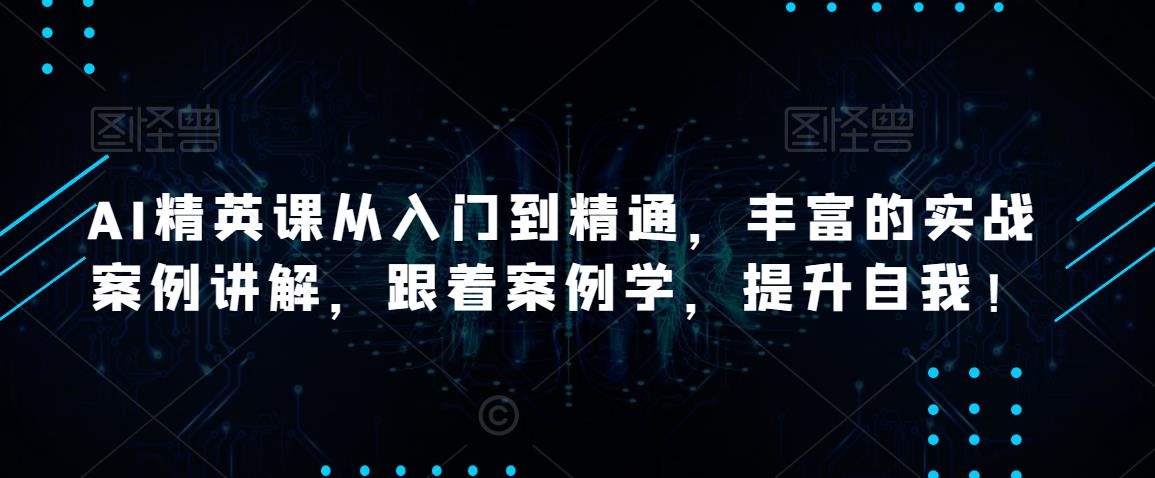 AI精英课从入门到精通，丰富的实战案例讲解，跟着案例学，提升自我！-南青云资源库