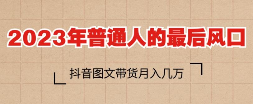 2023年普通人的最后风口，抖音图文带货月入几万，只需一部手机即可操作-南青云资源库