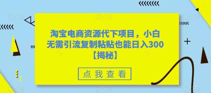 淘宝电商资源代下项目，小白无需引流复制粘贴也能日入300＋【揭秘】-南青云资源库