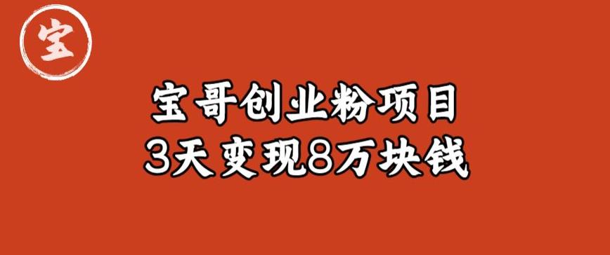 宝哥IP图文创业粉引流项目实战分享：单个账号3天涨粉1万，变现8万块钱（图文教程）【揭秘】-南青云资源库