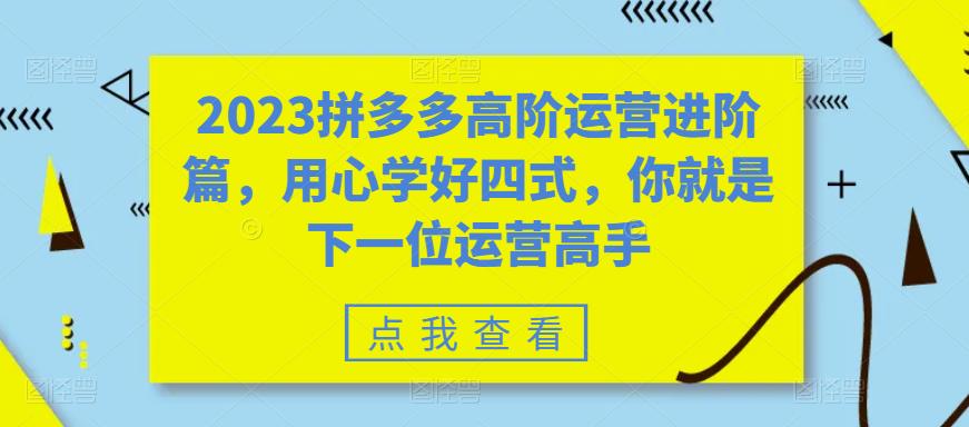 2023拼多多高阶运营进阶篇，用心学好四式，你就是下一位运营高手-南青云资源库