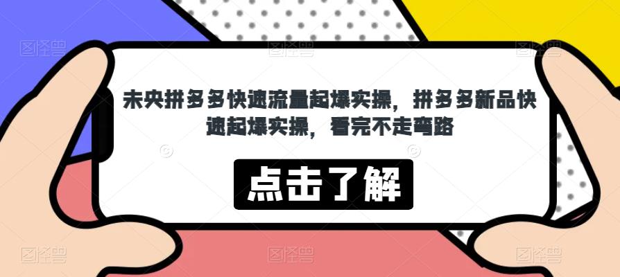 未央拼多多快速流量起爆实操，拼多多新品快速起爆实操，看完不走弯路-南青云资源库