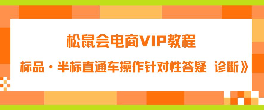 松鼠会电商VIP教程：松鼠《付费推广标品·半标直通车操作针对性答疑&诊断》-南青云资源库