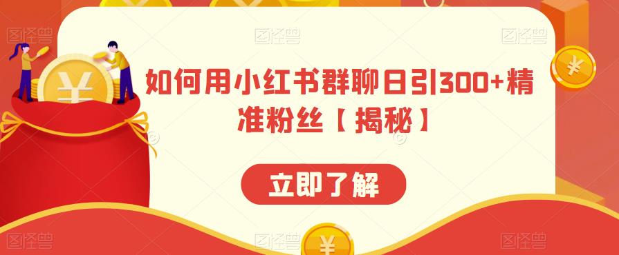 如何用小红书群聊日引300+精准粉丝【揭秘】-南青云资源库