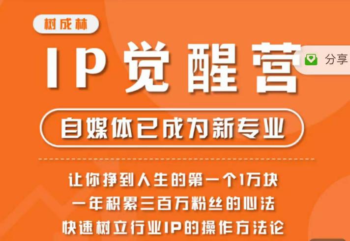 树成林·IP觉醒营，快速树立行业IP的操作方法论，让你赚到人生的第一个1万块-南青云资源库