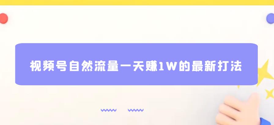 视频号自然流量一天赚1W的最新打法，基本0投资【揭秘】-南青云资源库