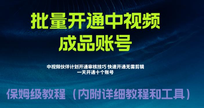 外面收费1980的暴力开通中视频计划教程，内附详细的快速通过中视频伙伴计划的办法-南青云资源库