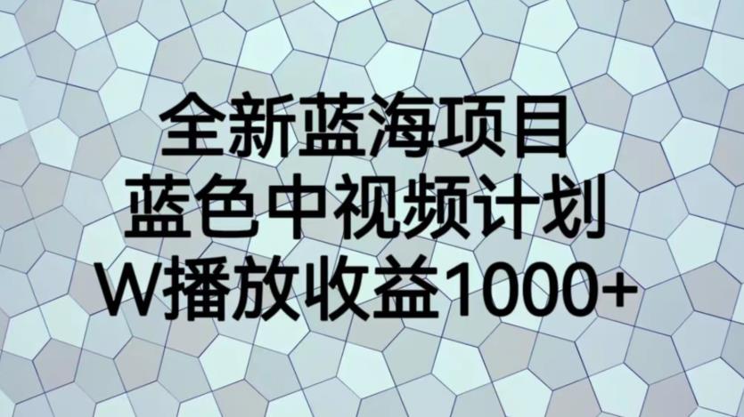 全新蓝海项目，蓝色中视频计划，1W播放量1000+【揭秘】-南青云资源库