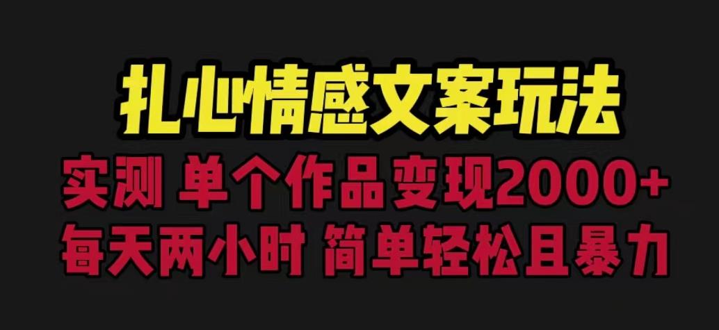 扎心情感文案玩法，单个作品变现5000+，一分钟一条原创作品，流量爆炸【揭秘】-南青云资源库