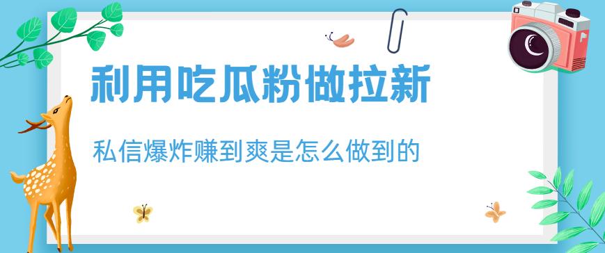利用吃瓜粉做拉新，私信爆炸日入1000+赚到爽是怎么做到的【揭秘】-南青云资源库