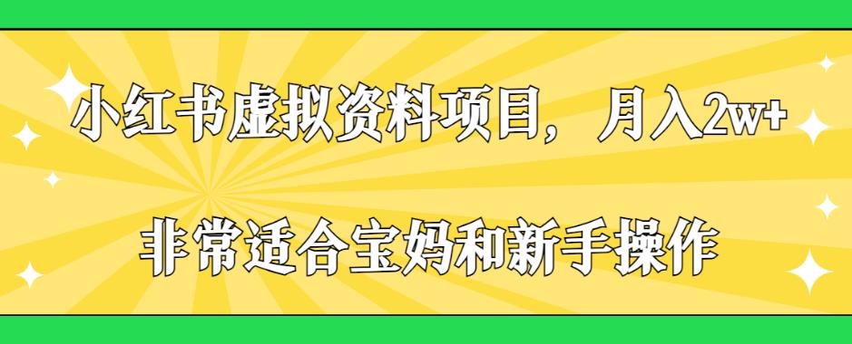 小红书虚拟资料项目，月入2w+，非常适合宝妈和新手操作【揭秘】-南青云资源库