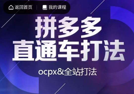 互力·拼多多直通车打法，ocpx&全站打法-南青云资源库