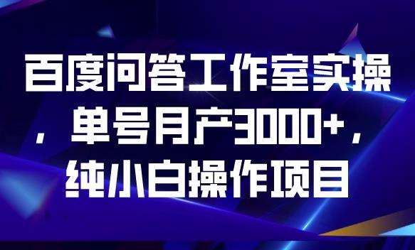百度问答工作室实操，单号月产3000+，纯小白操作项目【揭秘】-南青云资源库