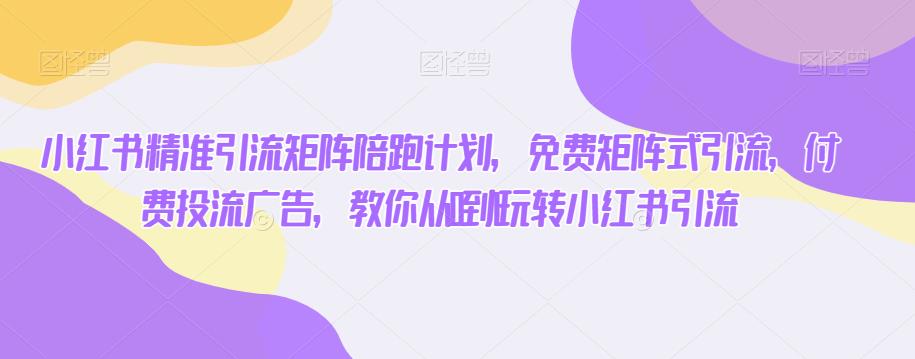 小红书精准引流矩阵陪跑计划，免费矩阵式引流，付费投流广告，教你从0到1玩转小红书引流-南青云资源库