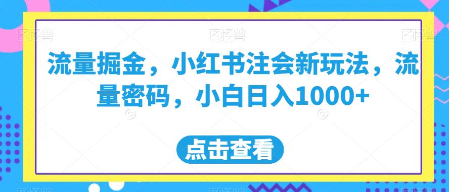 流量掘金，小红书注会新玩法，流量密码，小白日入1000+【揭秘】-南青云资源库