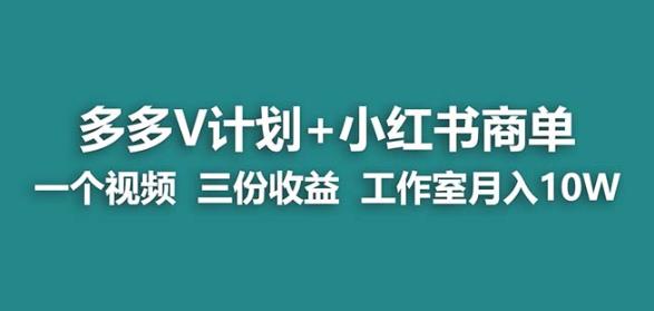 【蓝海项目】多多v计划+小红书商单一个视频三份收益工作室月入10w-南青云资源库