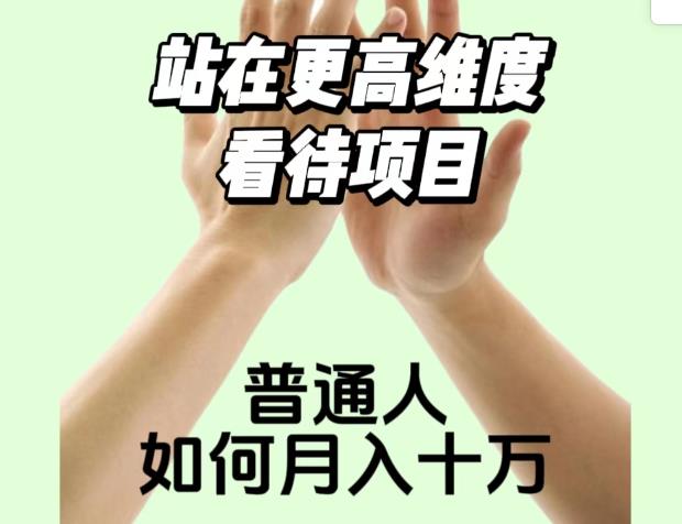 2023最火项目：站在更高维度看待项目，普通人如何月入十万【揭秘】-南青云资源库