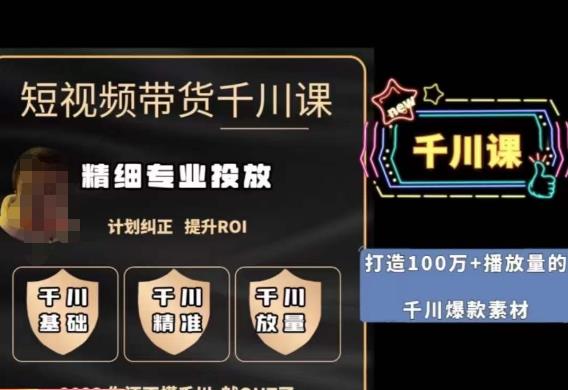短视频带货-千川专业投放课，​精细化专业投放，计划纠正，提升ROI-南青云资源库