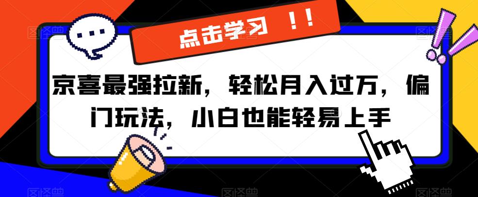 京喜最强拉新，轻松月入过万，偏门玩法，小白也能轻易上手【揭秘】-南青云资源库