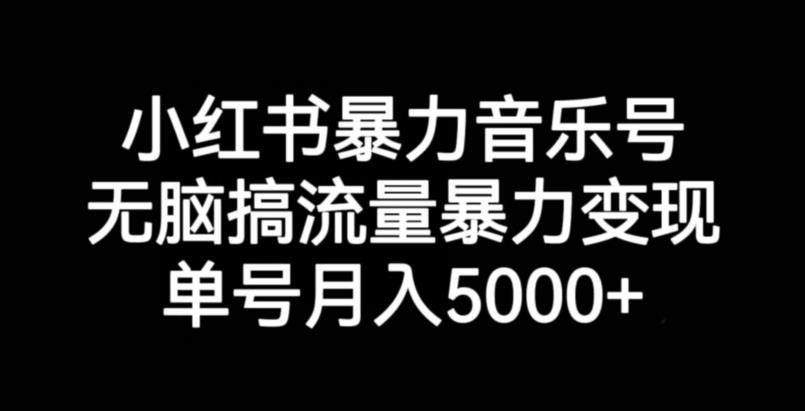 小红书暴力音乐号，无脑搞流量暴力变现，单号月入5000+-南青云资源库