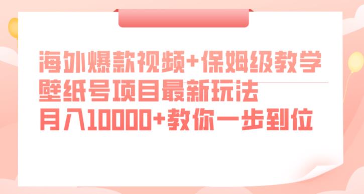 海外爆款视频+保姆级教学，壁纸号项目最新玩法，月入10000+教你一步到位【揭秘】-南青云资源库