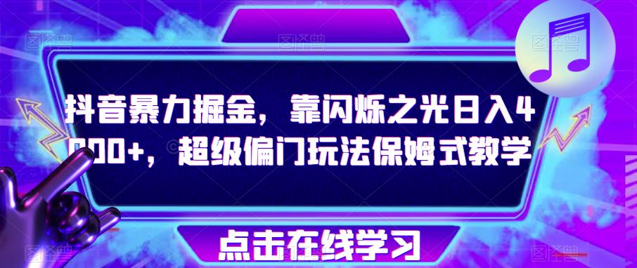 抖音暴力掘金，靠闪烁之光日入4000+，超级偏门玩法保姆式教学-南青云资源库