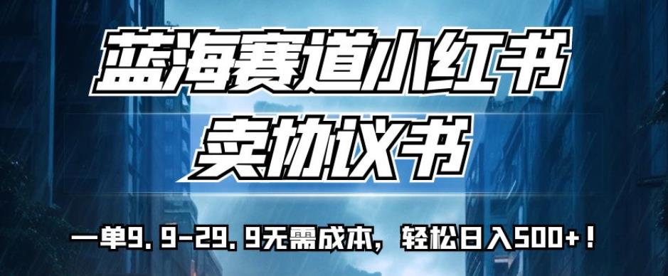 蓝海赛道小红书卖协议书，一单9.9-29.9无需成本，轻松日入500+!【揭秘】-南青云资源库