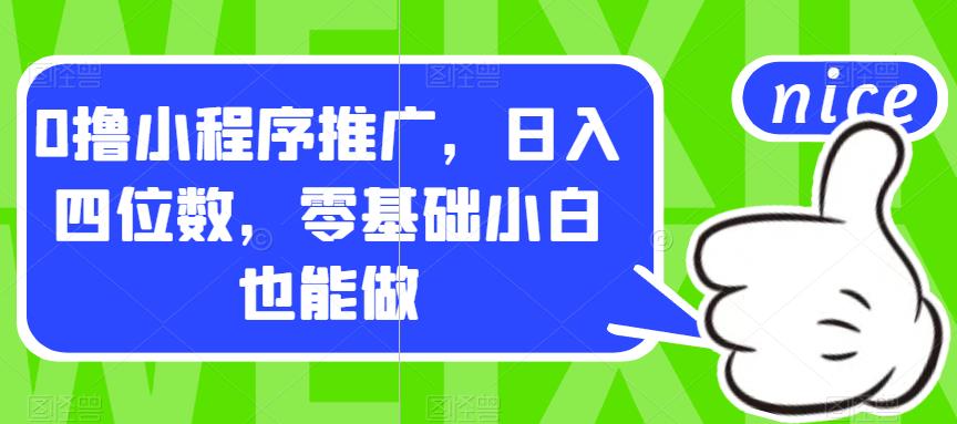 0撸小程序推广，日入四位数，零基础小白也能做【揭秘】-南青云资源库