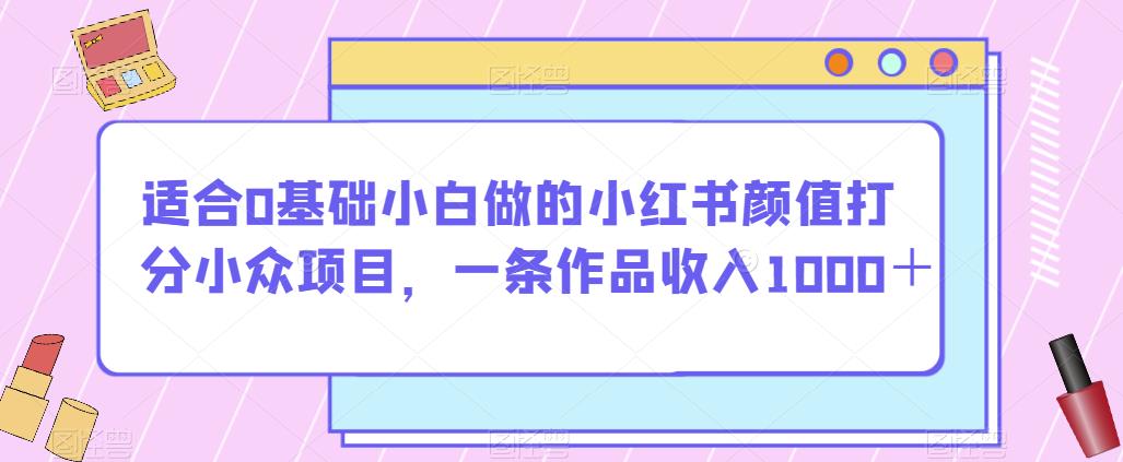适合0基础小白做的小红书颜值打分小众项目，一条作品收入1000＋【揭秘】-南青云资源库