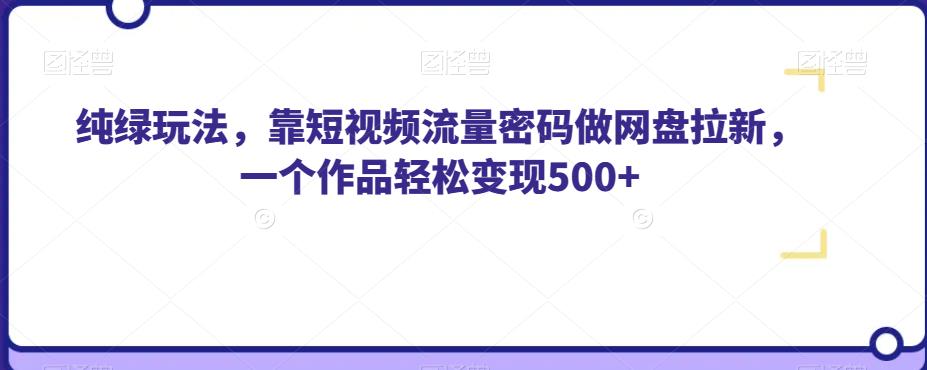 纯绿玩法，靠短视频流量密码做网盘拉新，一个作品轻松变现500+【揭秘】-南青云资源库