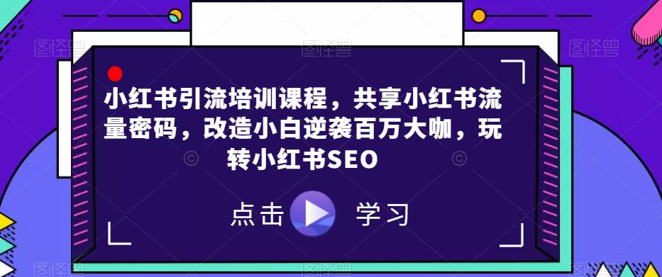 小红书引流培训课程，共享小红书流量密码，改造小白逆袭百万大咖，玩转小红书SEO-南青云资源库