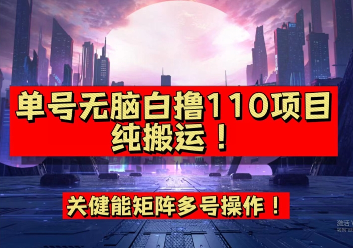 9月全网首发，单号直接白撸110！可多号操作，无脑搬运复制粘贴【揭秘】-南青云资源库