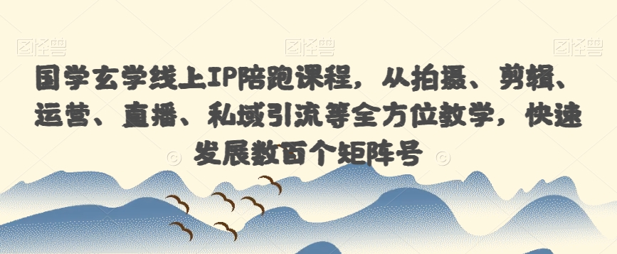 国学玄学线上IP陪跑课程，从拍摄、剪辑、运营、直播、私域引流等全方位教学，快速发展数百个矩阵号-南青云资源库