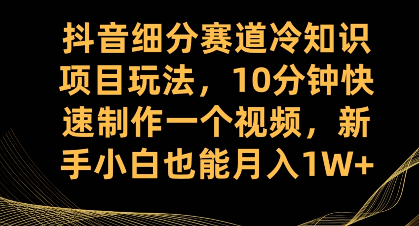 抖音细分赛道冷知识项目玩法，10分钟快速制作一个视频，新手小白也能月入1W+【揭秘】-南青云资源库