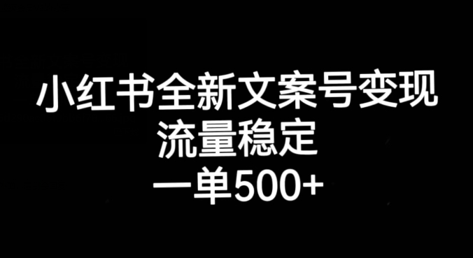 小红书全新文案号变现，流量稳定，一单收入500+-南青云资源库