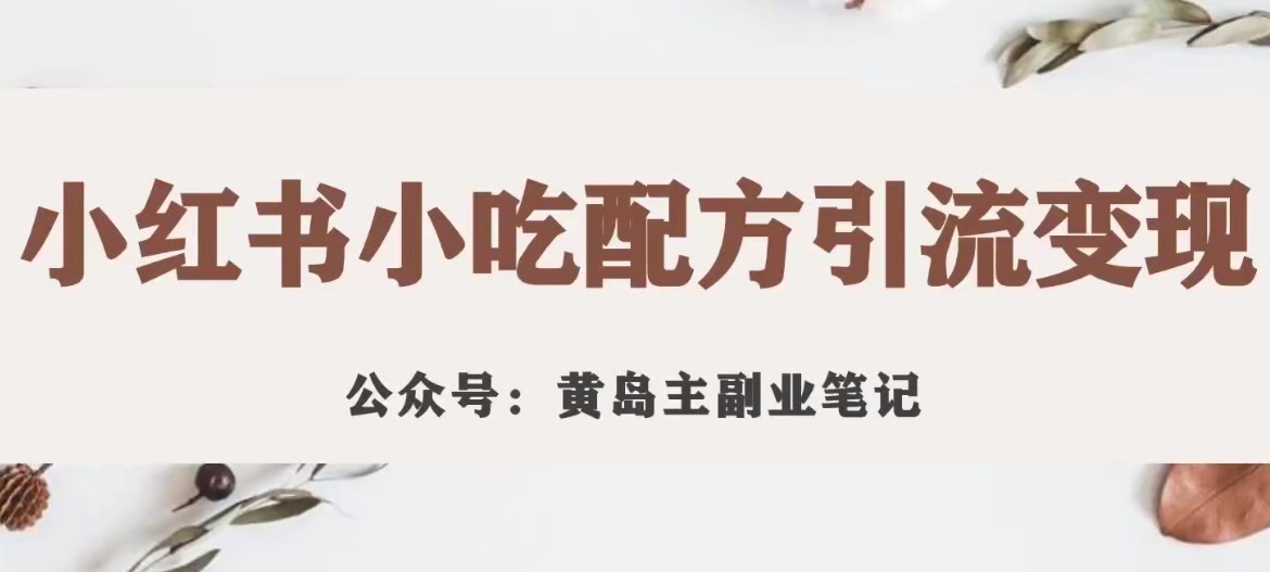 黄岛主·小红书小吃配方引流变现项目，花988买来拆解成视频版课程分享-南青云资源库
