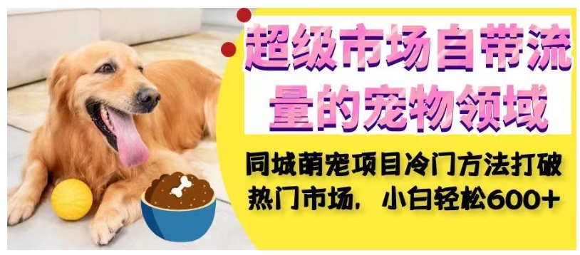 超级市场自带流量的宠物领域，同城萌宠项目冷门方法打破热门市场，小白轻松600+-南青云资源库