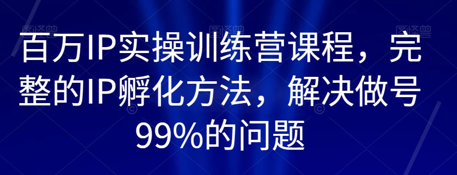 百万IP实操训练营课程，完整的IP孵化方法，解决做号99%的问题-南青云资源库