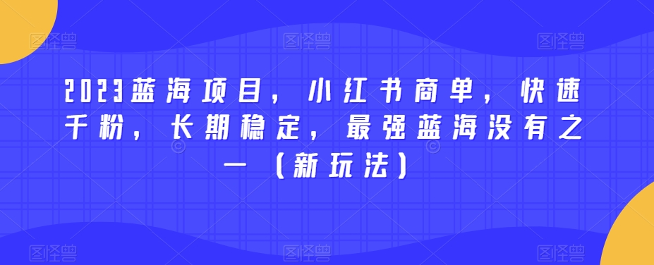 2023蓝海项目，小红书商单，快速千粉，长期稳定，最强蓝海没有之一（新玩法）-南青云资源库