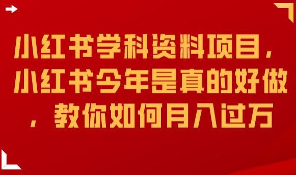 小红书学科资料项目，小红书今年是真的好做，教你如何月入过万【揭秘】-南青云资源库