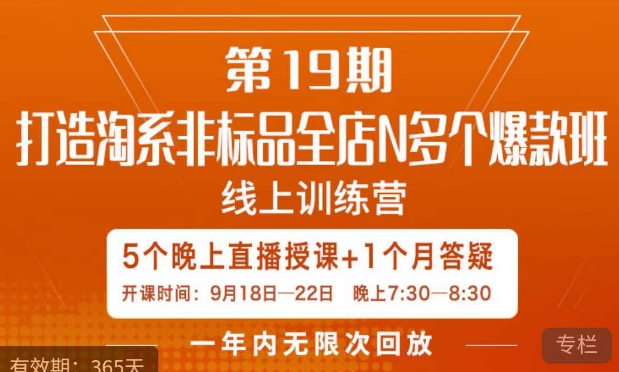 打造淘系非标全店N多个爆款线上课，​5天直播课-南青云资源库
