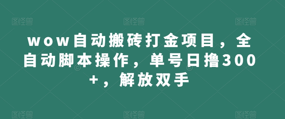 wow自动搬砖打金项目，全自动脚本操作，单号日撸300+，解放双手【揭秘】-南青云资源库