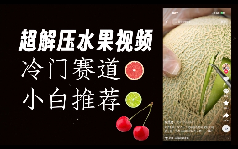 超冷门抖音赛道，水果解压视频0风险，非常容易爆火【揭秘】-南青云资源库
